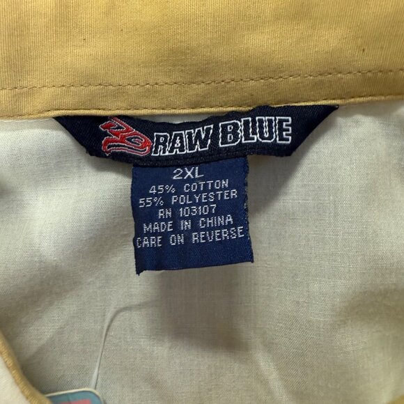 NWT Raw Blue Mens Size 2XL Pale Yellow Retro Vintage Style Button-Down Shirt - Picture 3 of 8